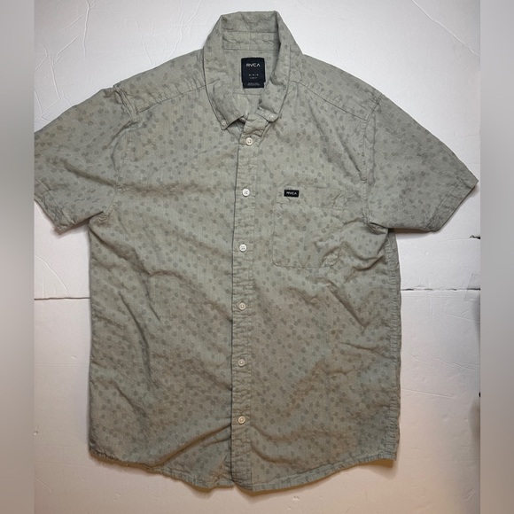 RVCA Sage Green Button Up Mens Shirt Size Medium - Picture 1 of 7